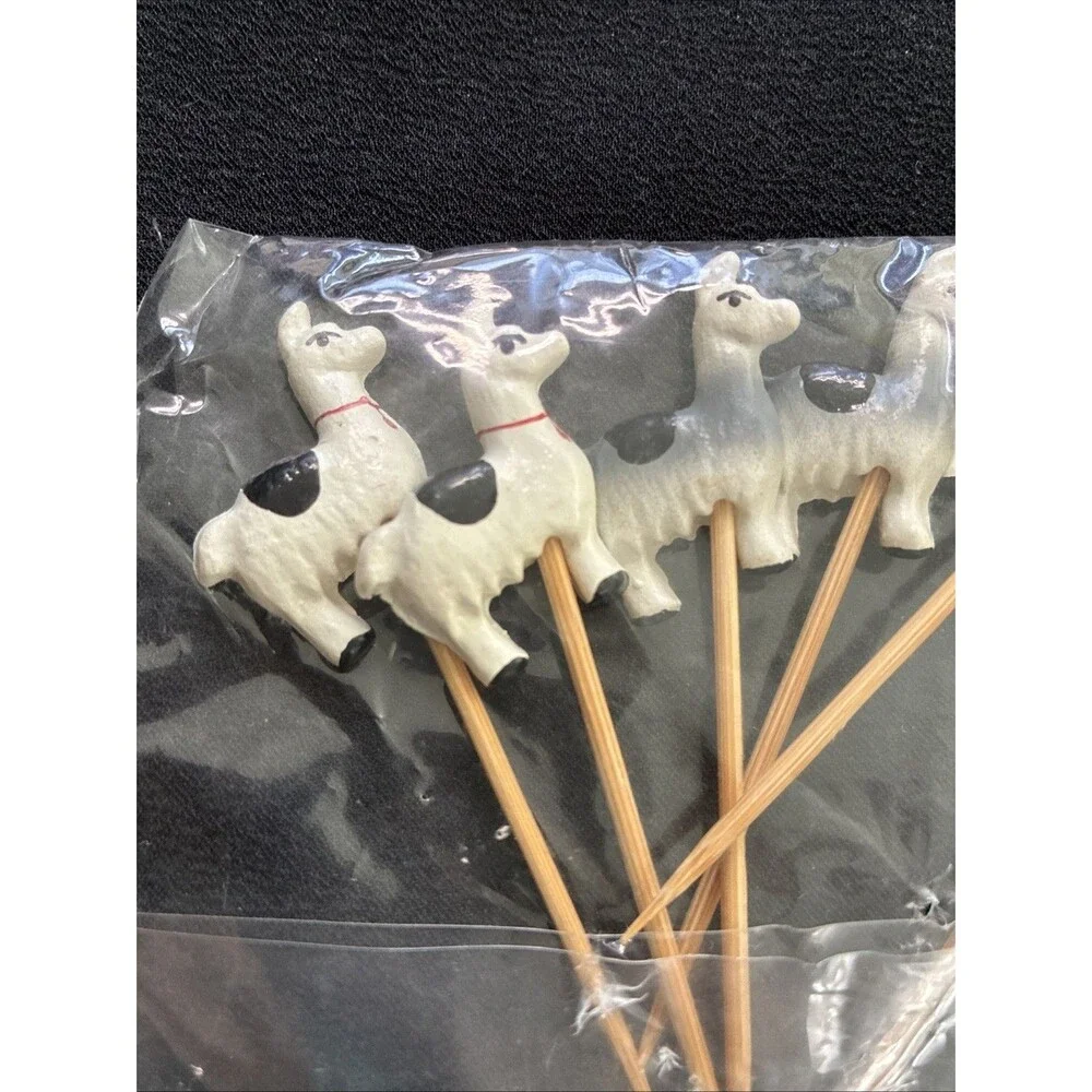Cocktail Toothpicks Llama & Peruvian People Reusable Appetizer Fruit Party Decor